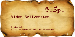 Vider Szilveszter névjegykártya