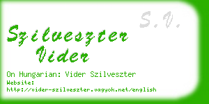 szilveszter vider business card